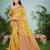 yellow cottan silk blend with meena woven work traditional saree