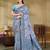 light blue cottan silk blend with meena woven work traditional saree
