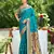 teal silk blend woven work traditional saree