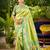 parrot green silk blend woven work traditional saree