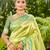 parrot green silk blend woven work traditional saree