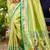 parrot green silk blend woven work traditional saree