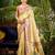 beige silk blend woven work traditional saree
