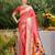 coral pink silk blend woven work traditional saree