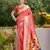 coral pink silk blend woven work traditional saree