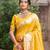 yellow silk blend woven work traditional saree