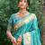 teal green   silk blend woven work traditional saree