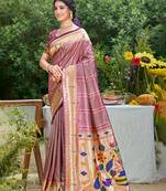 light_purple silk blend woven work traditional saree