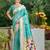 turquoise silk blend woven work traditional saree
