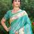 turquoise silk blend woven work traditional saree