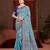 sky blue cottan silk blend with meena woven work traditional saree