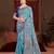 sky blue cottan silk blend with meena woven work traditional saree