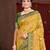 yellow cottan silk blend with meena woven work traditional saree