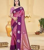 purple silk blend woven work traditional saree