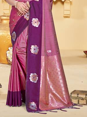 purple silk blend woven work traditional saree 3