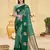 green silk blend woven work traditional saree