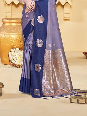 navy_blue silk blend woven work traditional saree 3