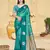 turquoise silk blend woven work traditional saree