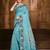 sky blue cottan silk blend with meena woven work traditional saree