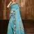 sky blue cottan silk blend with meena woven work traditional saree