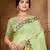 green cottan silk blend with meena woven work traditional saree