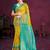 yellow cottan silk blend with meena woven work traditional saree