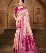 light_pink silk blend woven work traditional saree