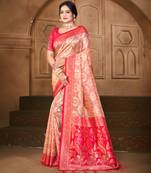 light_peach silk blend woven work traditional saree