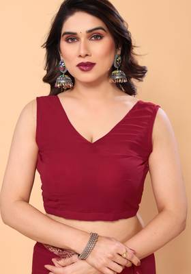 maroon party wear georgette saree with fancy border  4