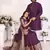 Purple silk men's kurta with payjama and designer saree couple combo