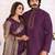 Purple silk men's kurta with payjama and designer saree couple combo