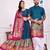 Teal silk men's  kurta with payjama and semi stitched lehenga choli couple combo