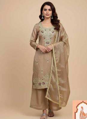 Silk Heavy Embroidered Sequin Work Suit Set with Dupatta 1