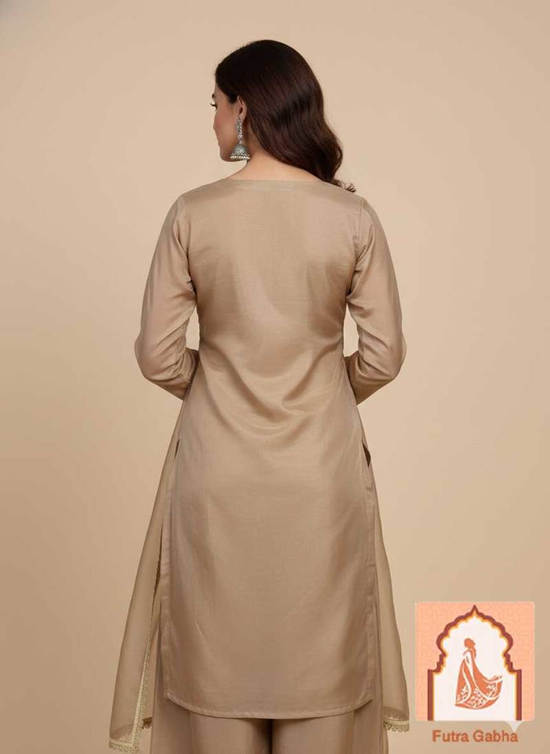 Silk Heavy Embroidered Sequin Work Suit Set with Dupatta