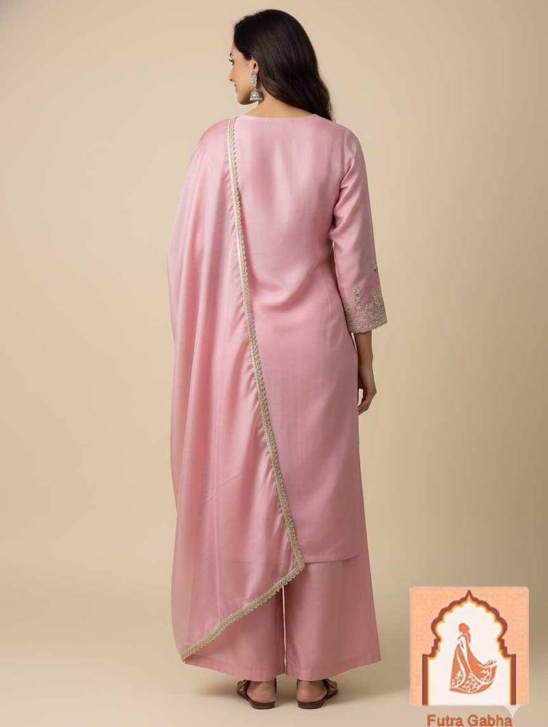 Silk Heavy Embroidered Sequin Work Suit Set with Dupatta