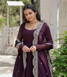 Faux Blooming Sequence Embroidered Readymade Gown with Dupatta