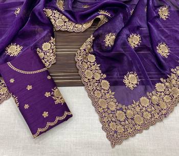 purple color designer organza satin saree 2