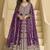 Purple chinon silk embroidered lehenga style suit