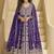 Violet chinon silk embroidered lehenga style suit
