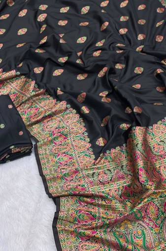black color premium pashmina silk blend saree