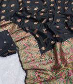 black color premium pashmina silk blend saree