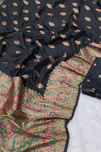 black color premium pashmina silk blend saree
