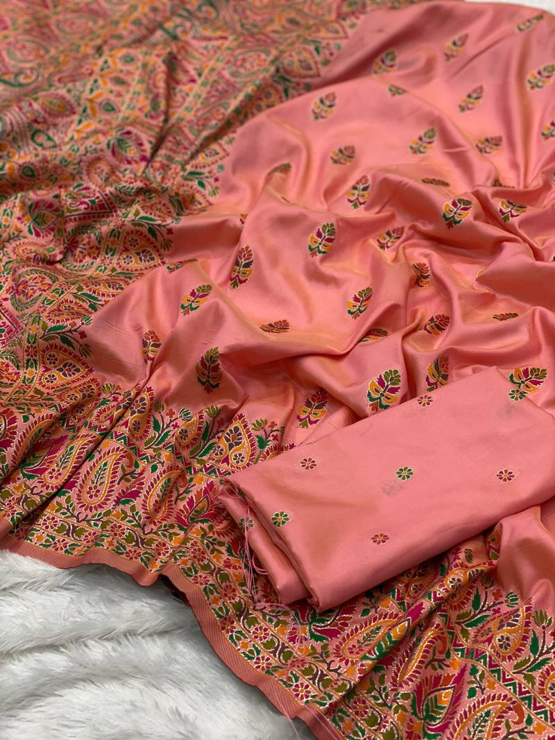 Pink Color Premium Pashmina Silk Saree