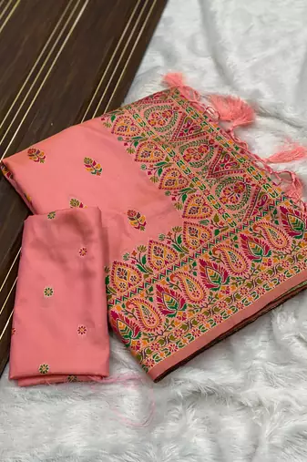 Pink Color Premium Pashmina Silk Saree