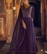 Violet viscos simmer jacquard silk embroidered gown