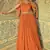 Orange viscos simmer jacquard silk embroidered gown