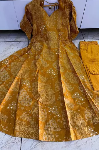 Goldenhour Bandhej Print Cotton Suit Set with Embroidery Work & Matching Dupatta
