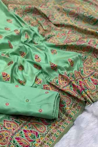 Pista Color Premium Pashmina Silk Saree