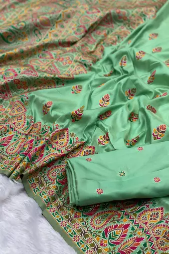 Pista Color Premium Pashmina Silk Saree