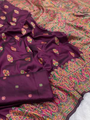 Wine Color Premium Pashmina Silk Saree 1